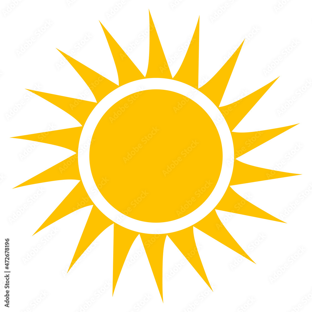 Simple flat sun icon. Vector about the weather. Simple flat sun icon. Vector about the weather.