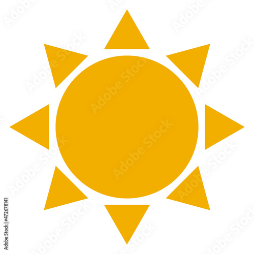 Orange sun flat icon. Vector illustration.