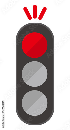 Illustration of a traffic light whose red signal is lit. vector.