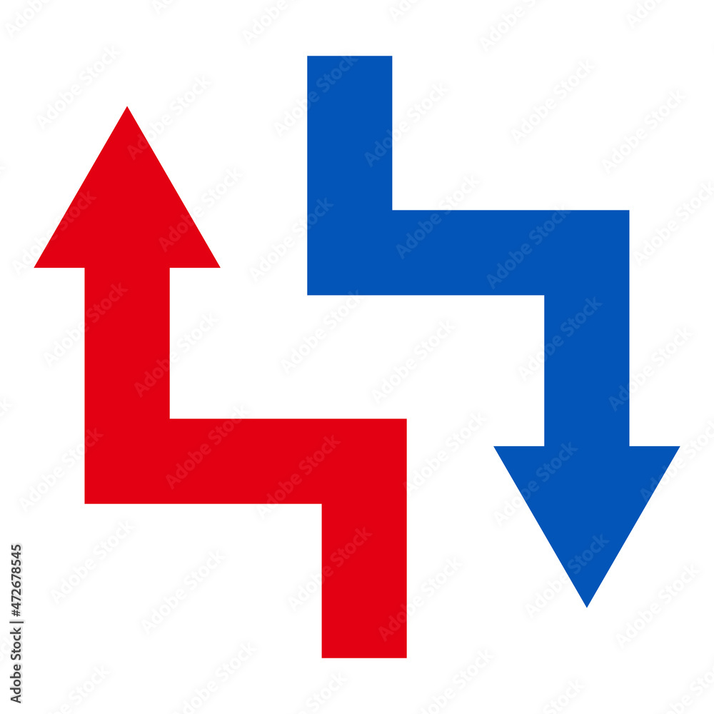 Red and blue arrow icon set. vector. Red and blue arrow icon set. vector.