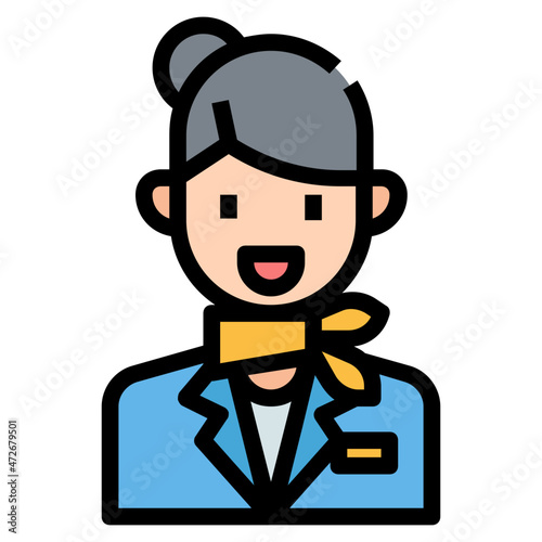 air hostess Color line icon