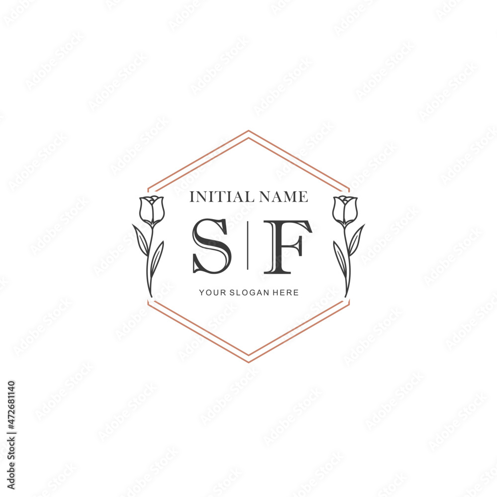 SF Hand drawn wedding monogram logo SF Hand drawn wedding monogram logo