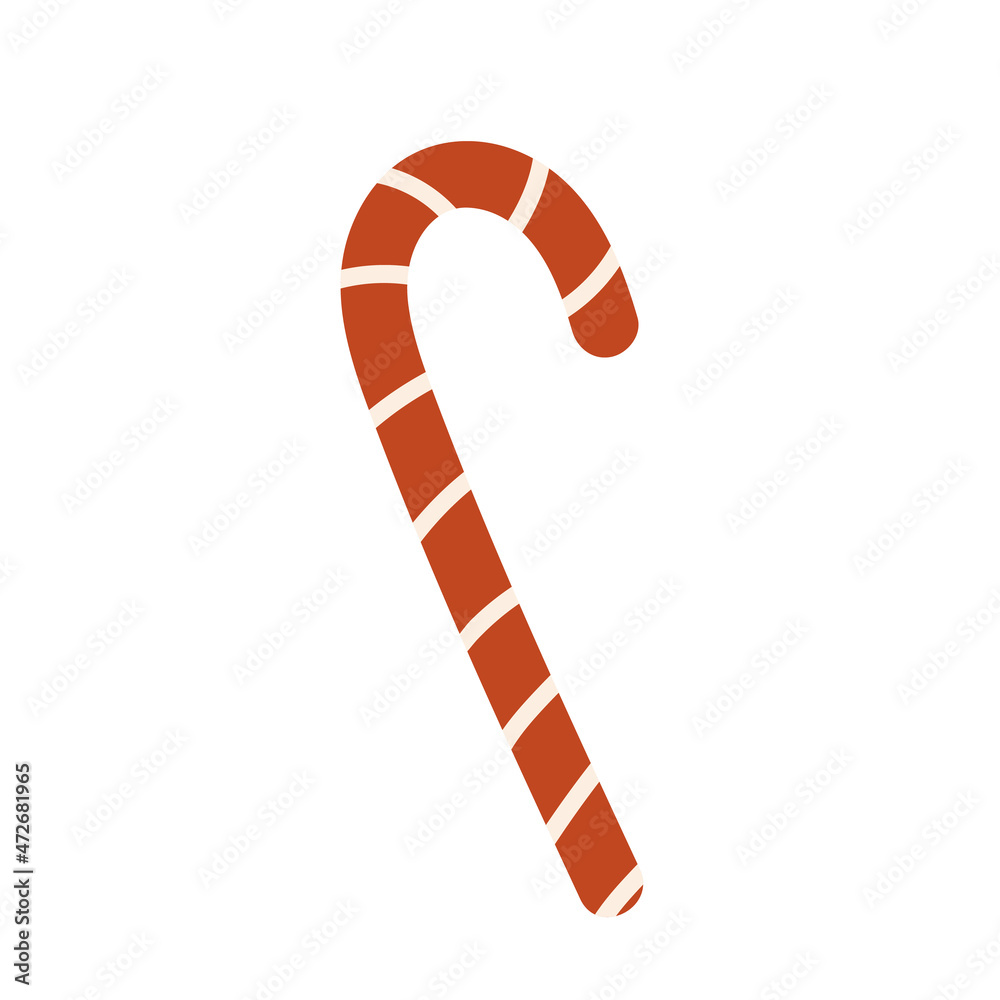Christmas candy cane. Winter sweet traditional Christmas stick lollipop. Vector illustration in cartoon style. Isolated on white background. Christmas candy cane. Winter sweet traditional Christmas stick lollipop. Vector illustration in cartoon style. Isolated on white background.