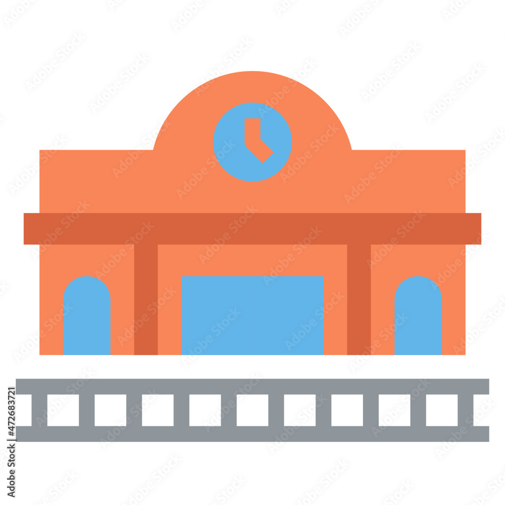 Obraz premium train station flat icon