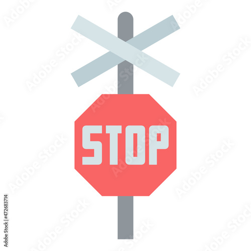 railroad crossing flat icon