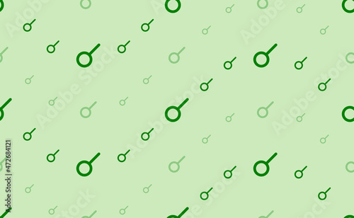 Seamless pattern of large and small green astrological connection symbols. The elements are arranged in a wavy. Vector illustration on light green background