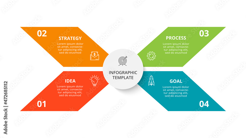 Diagram concept for infographic with 4 steps, options, parts or processes. Business data visualization. Diagram concept for infographic with 4 steps, options, parts or processes. Business data visualization.