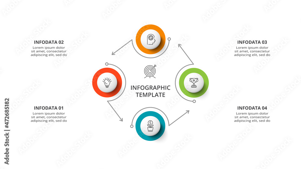 Diagram concept for infographic with 4 steps, options, parts or processes. Business data visualization. Diagram concept for infographic with 4 steps, options, parts or processes. Business data visualization.