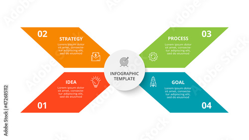 Diagram concept for infographic with 4 steps, options, parts or processes. Business data visualization.