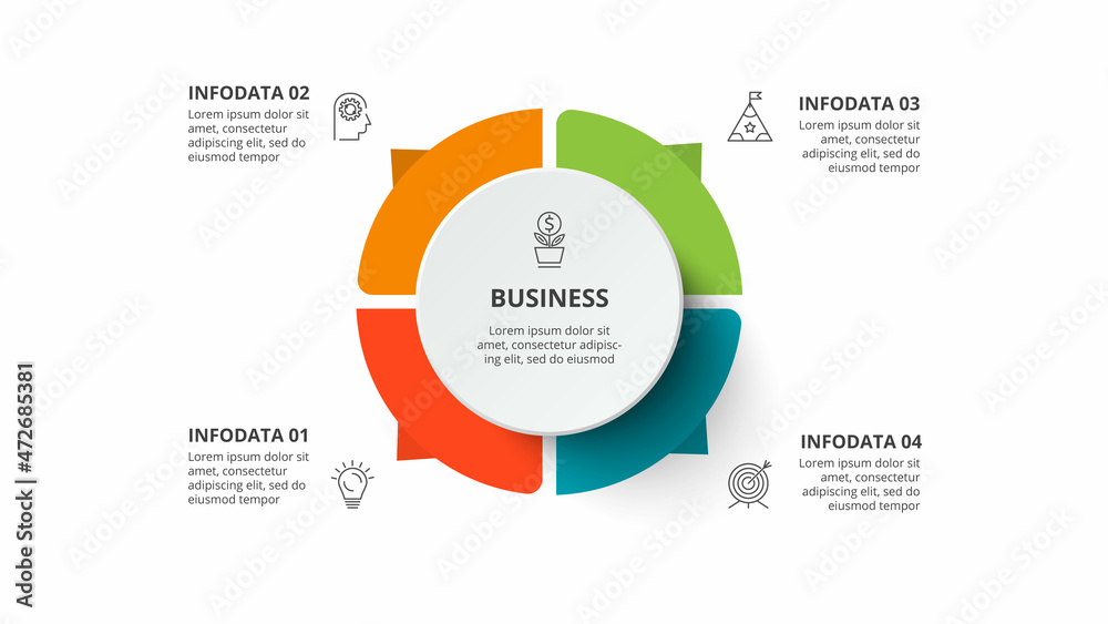 Diagram concept for infographic with 4 steps, options, parts or processes. Business data visualization. Diagram concept for infographic with 4 steps, options, parts or processes. Business data visualization.