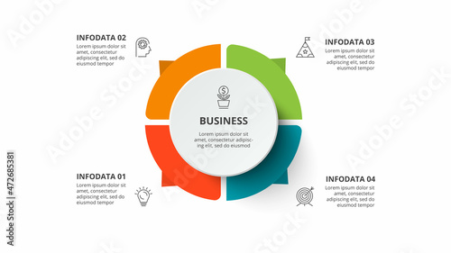 Diagram concept for infographic with 4 steps, options, parts or processes. Business data visualization.