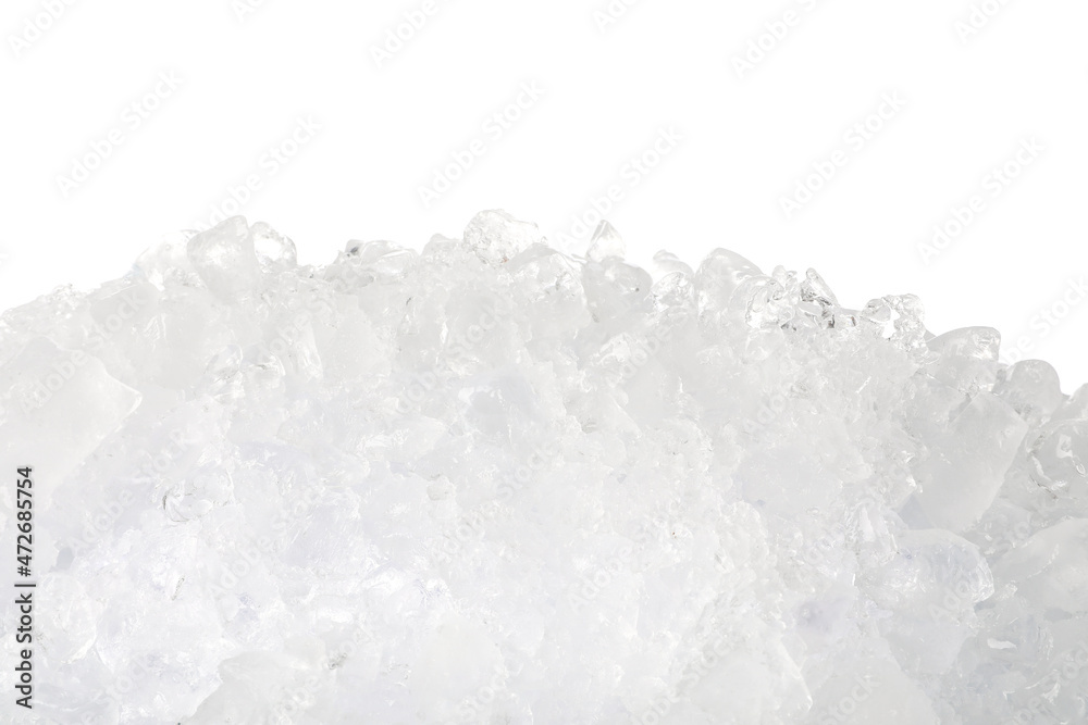 Heap of crushed ice on white background Stock Photo