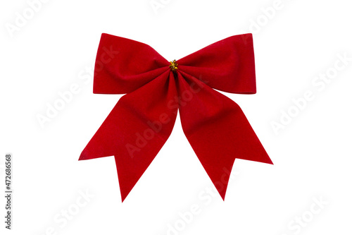 red christmas bow on white background