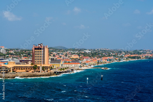 Aerial view of capital city Willemstad, Curacao.