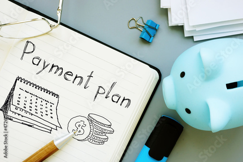 Payment plan is shown on the conceptual business photo using the text