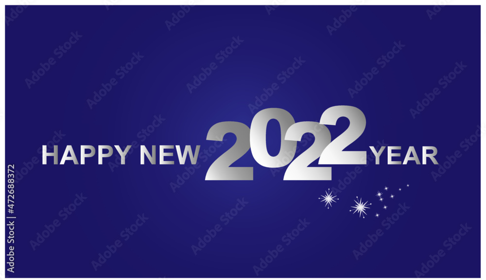 Happy New Year 2022 Blue Background