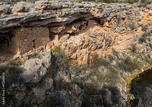 Cliff Dwellings Built By The Sinagua People Above Montezuma Well, Montezuma Castle National Monument, Arizona, USA