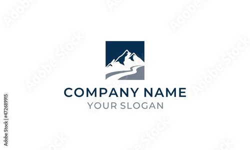 Mountains and road logo design