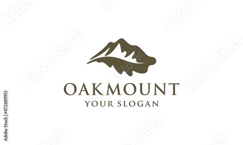 The combination of mountains with oak leaves