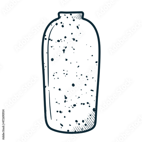 ceramic vase in doodle style. black and white stylish graphics