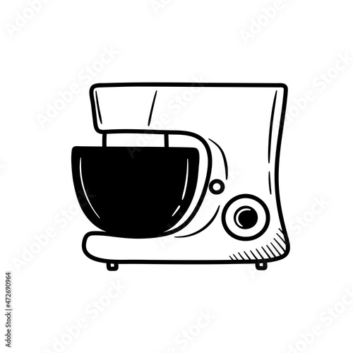 food processor. mixer. kitchen appliances. Hand-drawn doodle style. simple drawing