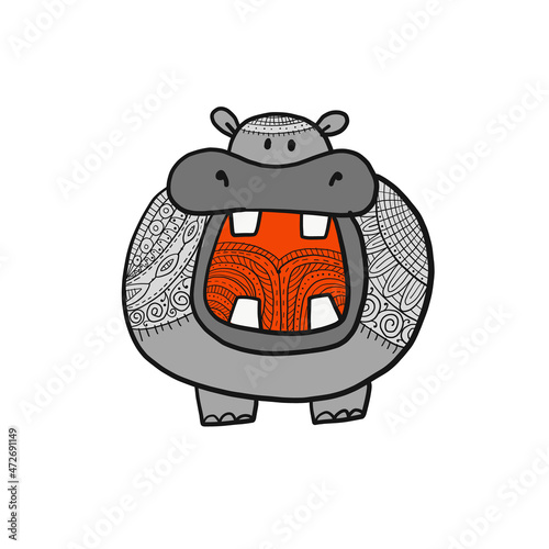 Hippopotamus, cute hippo character for your design