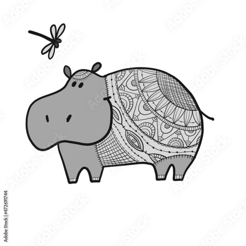Hippopotamus, cute hippo character for your design