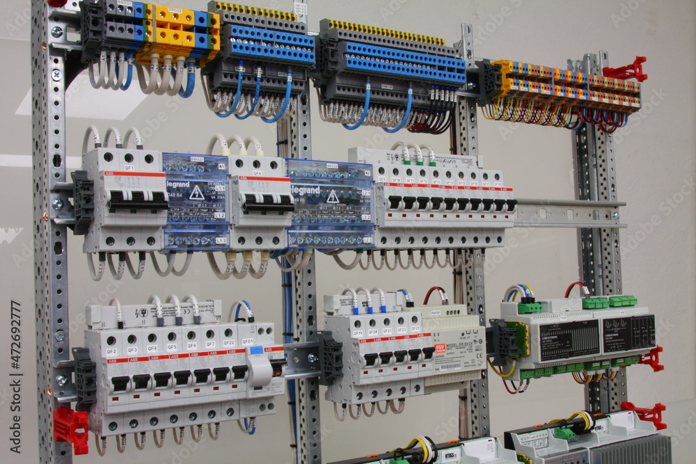 ABB contactor, Legrand phase distributor, ABB circuit breakers in the