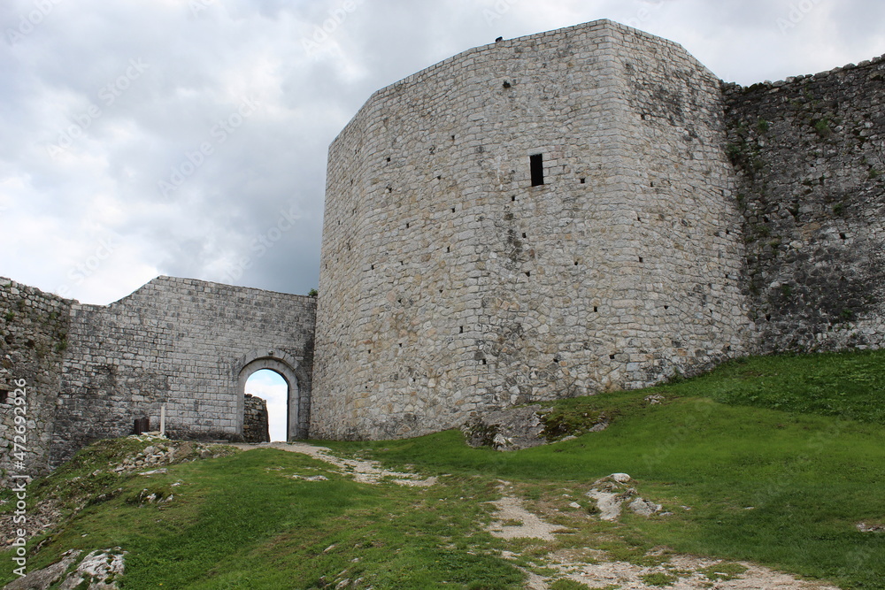 central defense tower at the fortress in Tešanj, Bosnia and Herzegovina