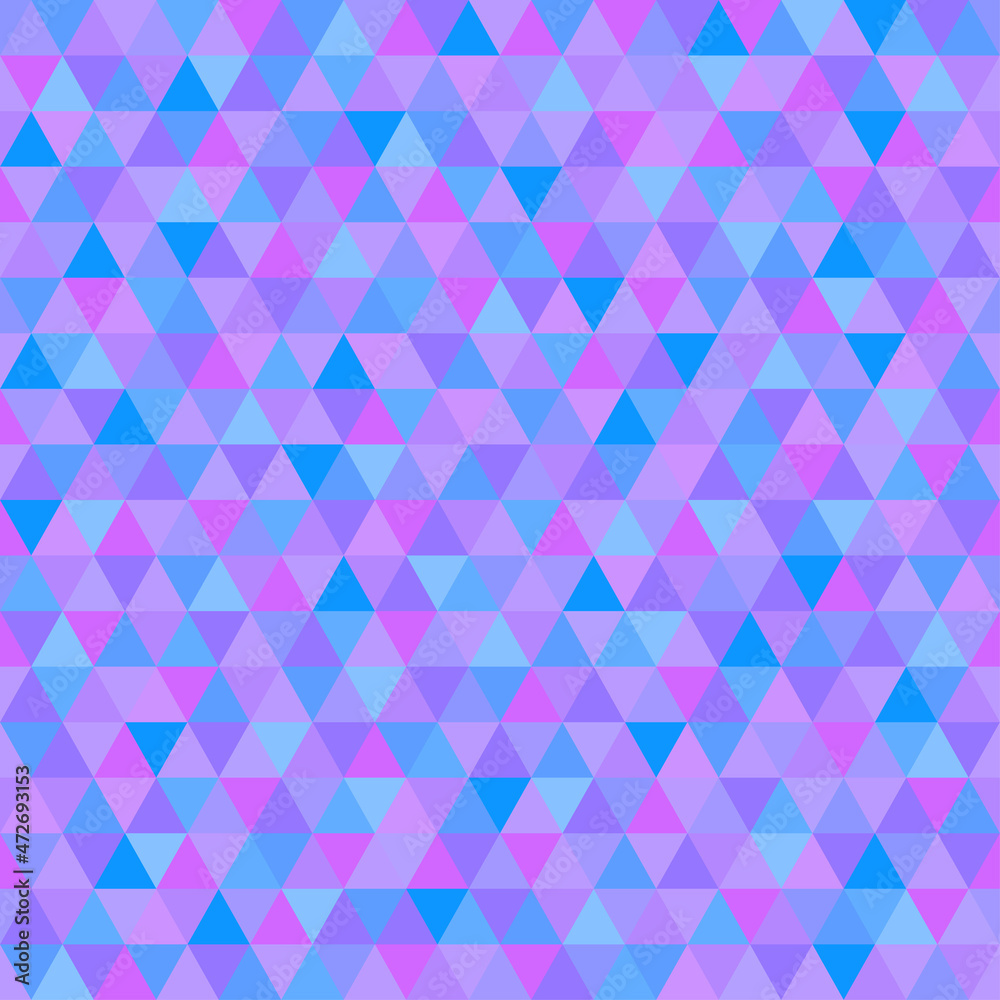 Seamless triangle pattern. Cold colors. Abstract geometric wallpaper of the surface. Tile background. Print for polygraphy, posters, t-shirts and textiles. Beautiful mosaic texture. Wrapping paper