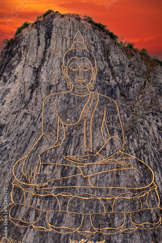 Golden Big Buddha on the mountain , Thailand