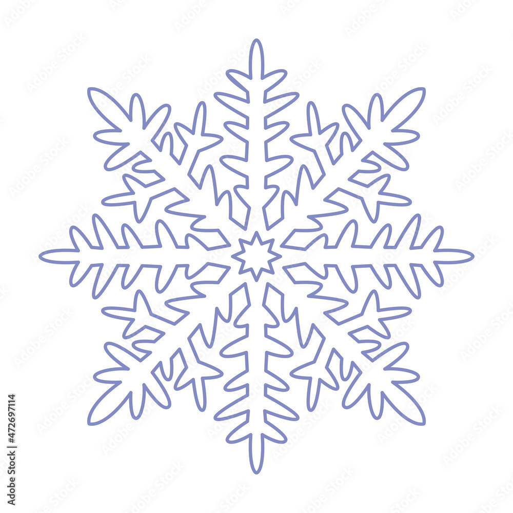Snowflake icon. Simple flat vector line illustration isolated on white background. Silhouette flake of snow. Snowflake icon. Simple flat vector line illustration isolated on white background. Silhouette flake of snow.