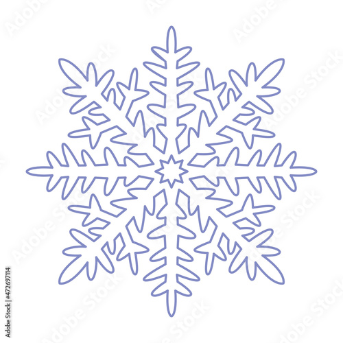 Snowflake icon. Simple flat vector line illustration isolated on white background. Silhouette flake of snow.