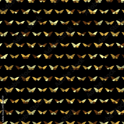 Abstract design background of golden confetti vector butterflies