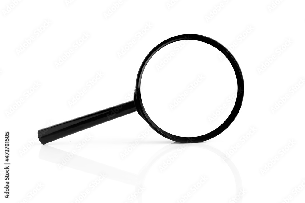 Top view Magnifying glass isolated on white background Top view Magnifying glass isolated on white background
