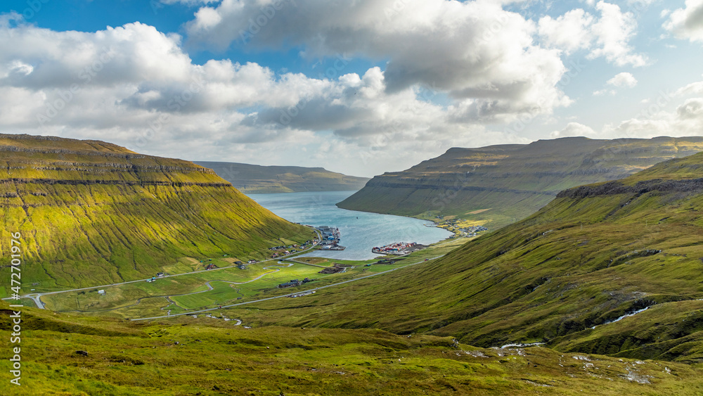 Europe, Faroe Islands. View of Kollafjordur on the island of Streymoy