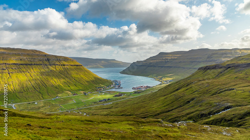 Europe, Faroe Islands. View of Kollafjordur on the island of Streymoy