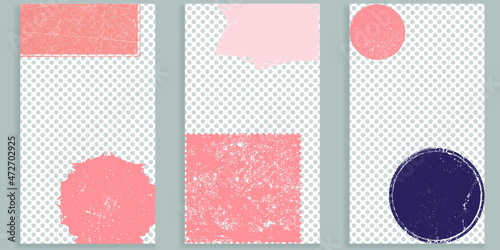 Social media editable covers with grunge design  . Contemporary style . Post frame stories templates. Layout for promotion .Media banner .Vector