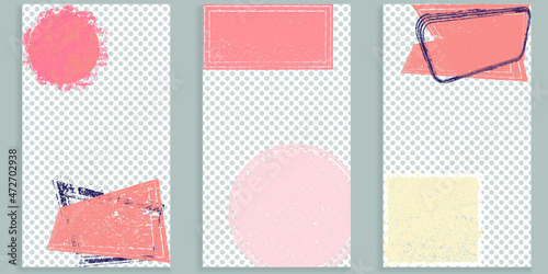 Social media editable covers with grunge design  . Contemporary style . Post frame stories templates. Layout for promotion .Media banner .Vector