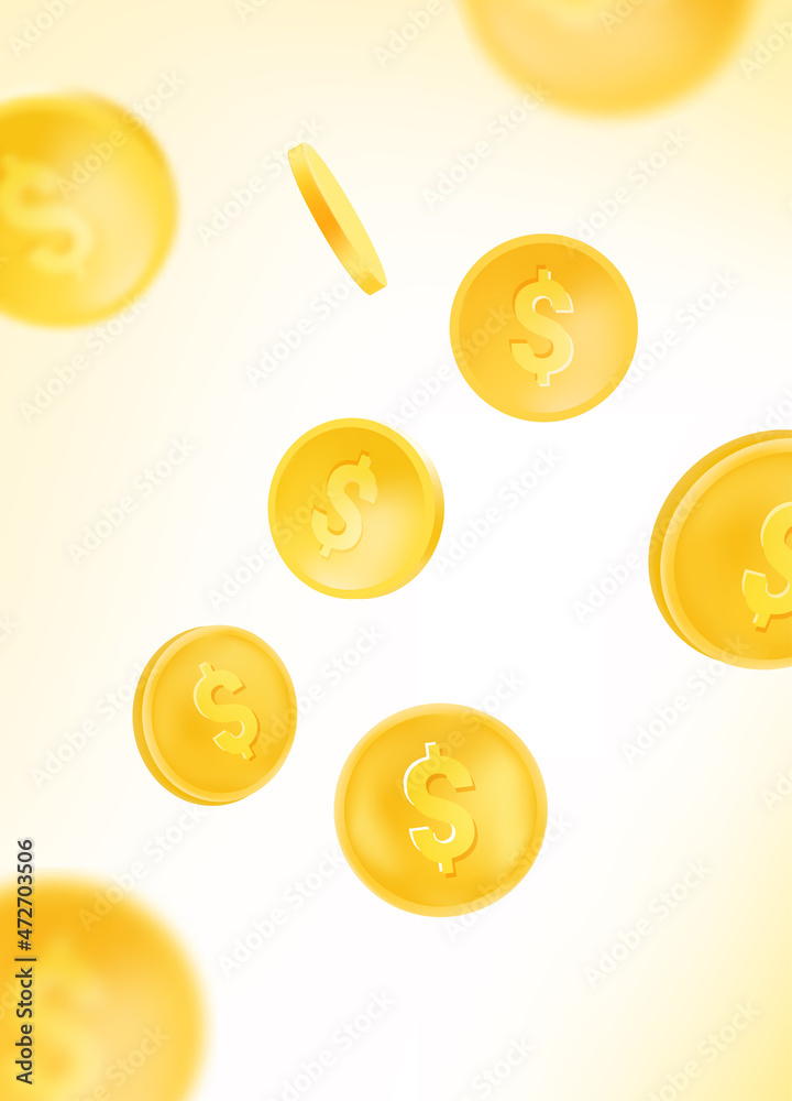 Fototapeta premium Golden coins falling down vector illustration
