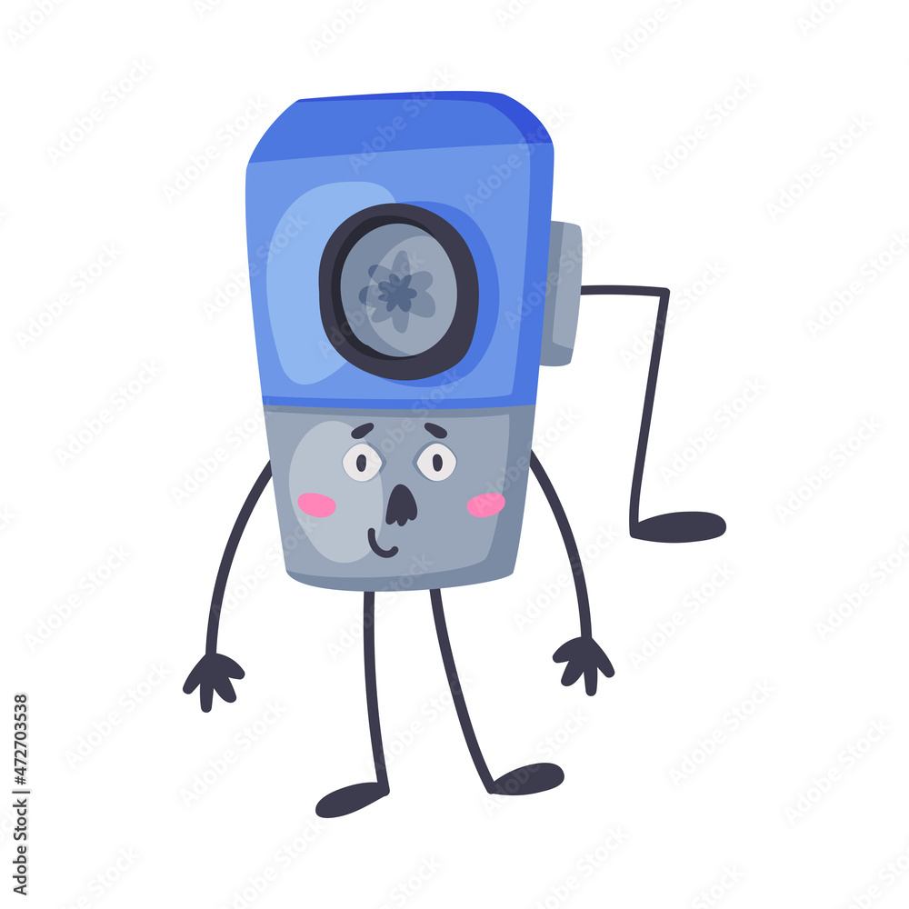 Funny Pencil Sharpener as Office Supply Humanized Character Vector Illustration Funny Pencil Sharpener as Office Supply Humanized Character Vector Illustration