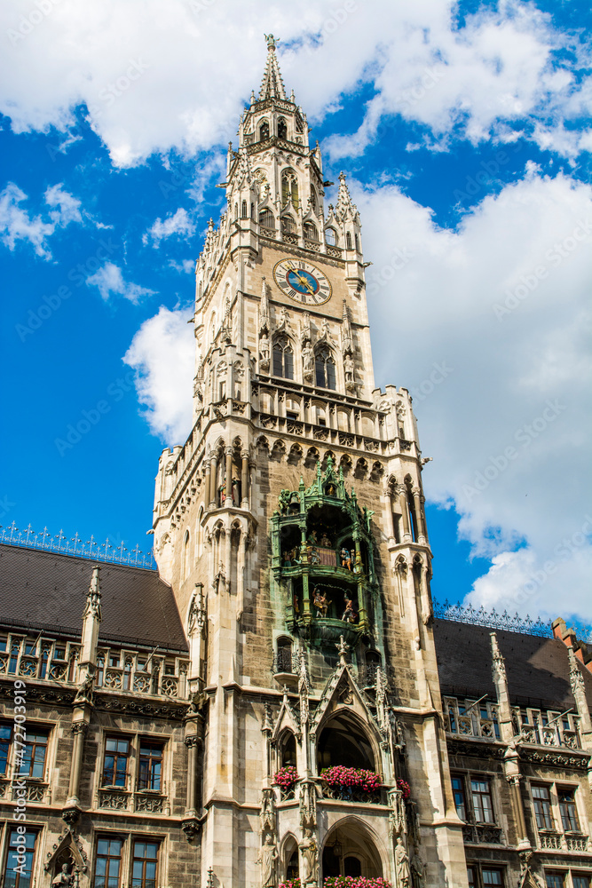 New Town Hall on the Marienplatz or Mary's Square, Munich, Bavaria, Germany.