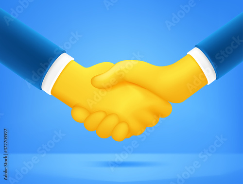 Successful businessmen shaking hands concept. 3d style vector illustration