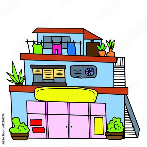 Vector design of children's buildings for social network games,stickers,banners,postcards