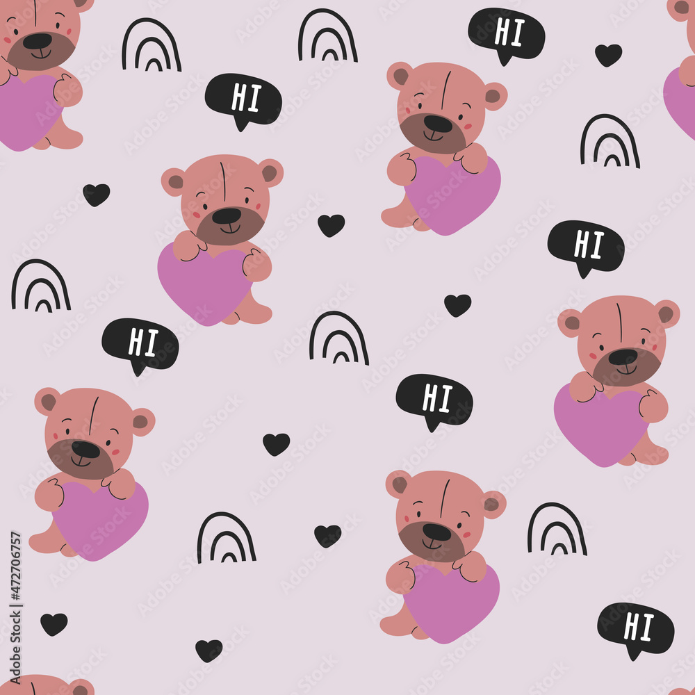 Obraz premium seamless teddy bear pattern vector pattern