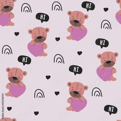 seamless teddy bear pattern vector pattern