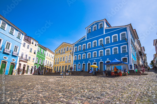 Salvador, Bahia, Brazil, November 2020 - View of the Pelourinho and Jorge Amado's House Foundation (Fundação Casa de Jorge Amado)