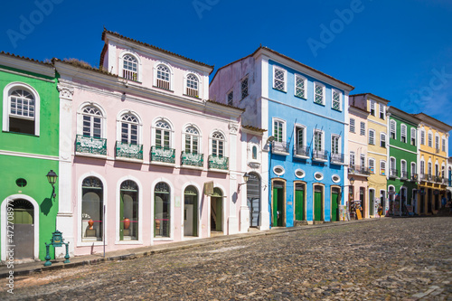 Salvador, Bahia, Brazil, November 2020 - view of some beautiful old houses at the Pelourinho