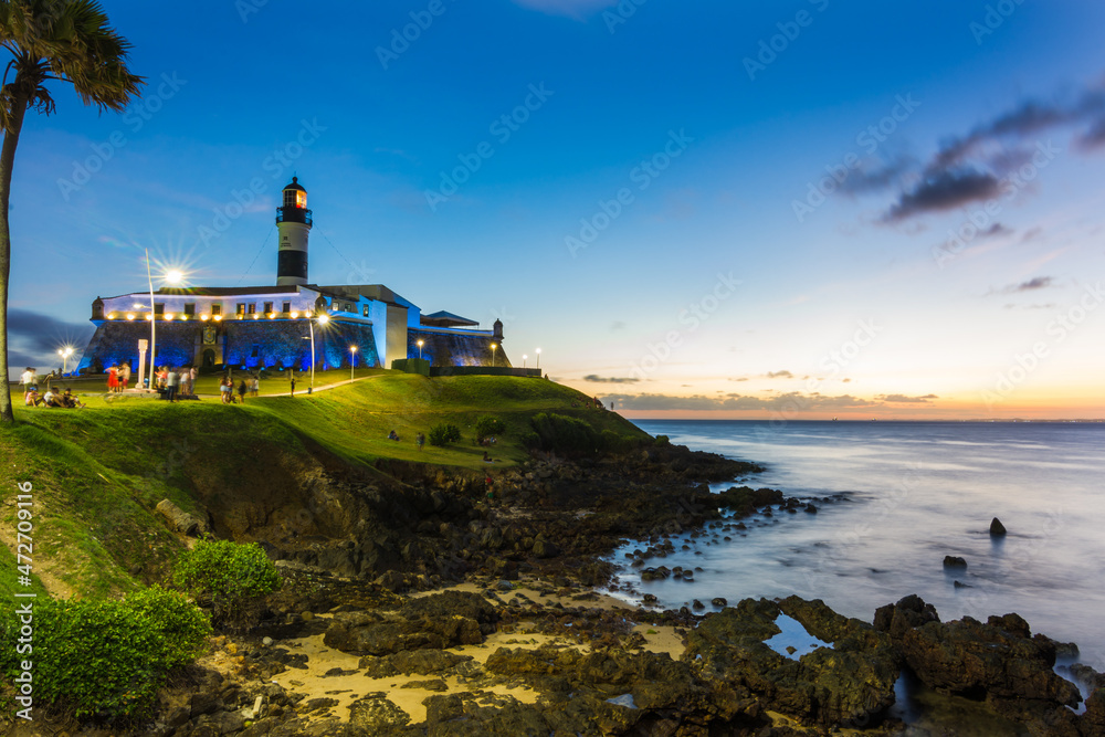 Salvador, Bahia, Brazil, November 2020 - view of the famous Barra Lighthouse (Farol da Barra)