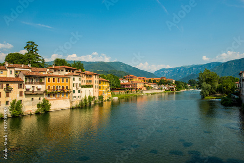 River Brenta  Bassano del Grappa  Veneto region  Italy.